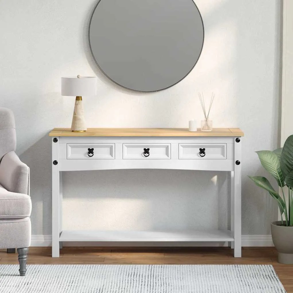 vidaXL Mesa de apoio com gaveta Branco 114 x 34,5 x 73 cm