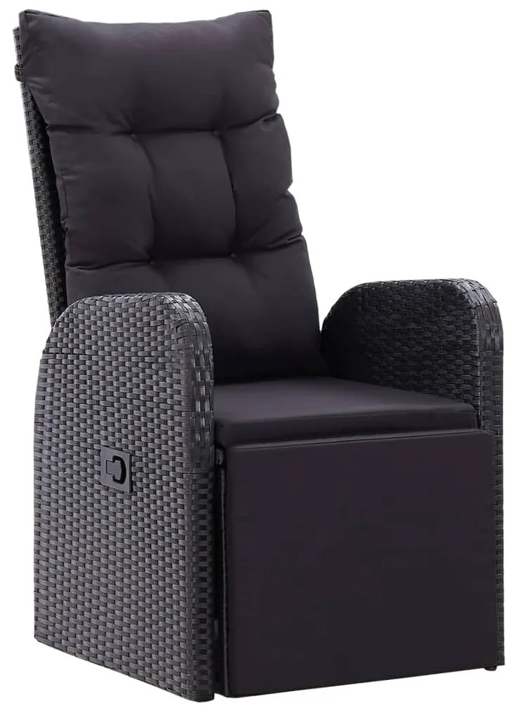 Cadeiras de jardim reclináveis c/ almofadões 2pcs vime PE preto