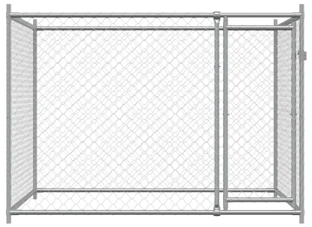 Jaula para cão com porta 2x2x1,5 m aço galvanizado cinzento