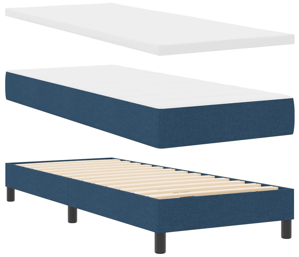 Cama Box Spring com Colchão Azul 80x200 cm Tecido