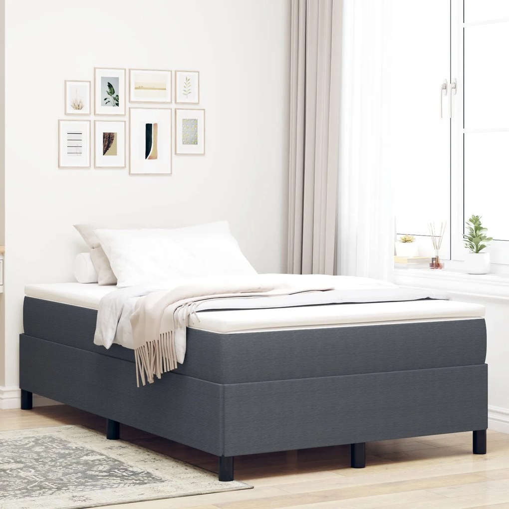 Cama vidaXL Cinza Escuro 120x200 cm Tecido Corduroy