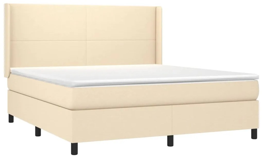 Cama box spring c/ colchão e LED 180x200 cm tecido cor creme