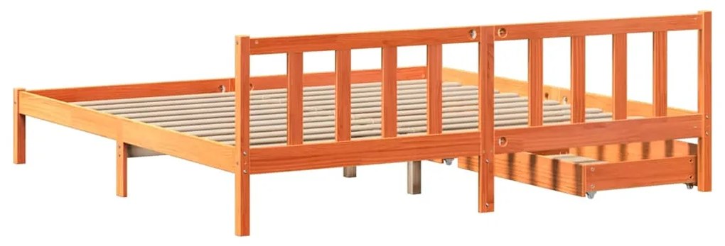 Cama sem colchão 200x200 cm pinho maciço castanho-mel