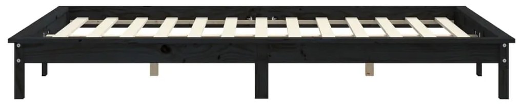 Estrutura de cama 140x190 cm madeira de pinho maciça preto