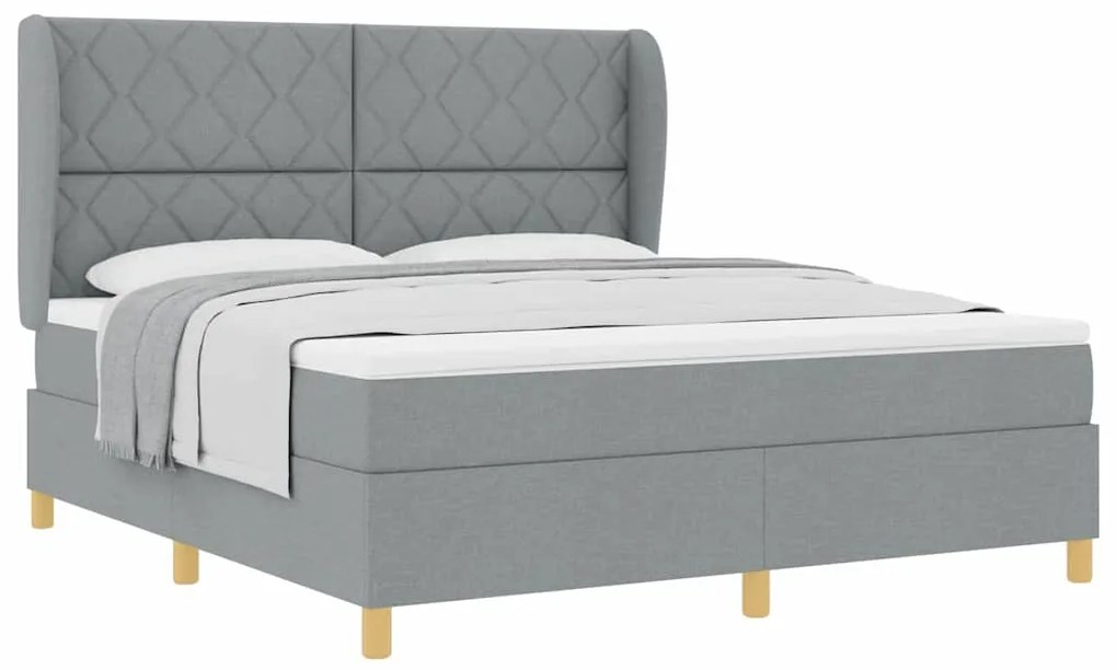 Cama Box Spring com Colchão vidaXL Cinza Claro 180x200 cm Tecido