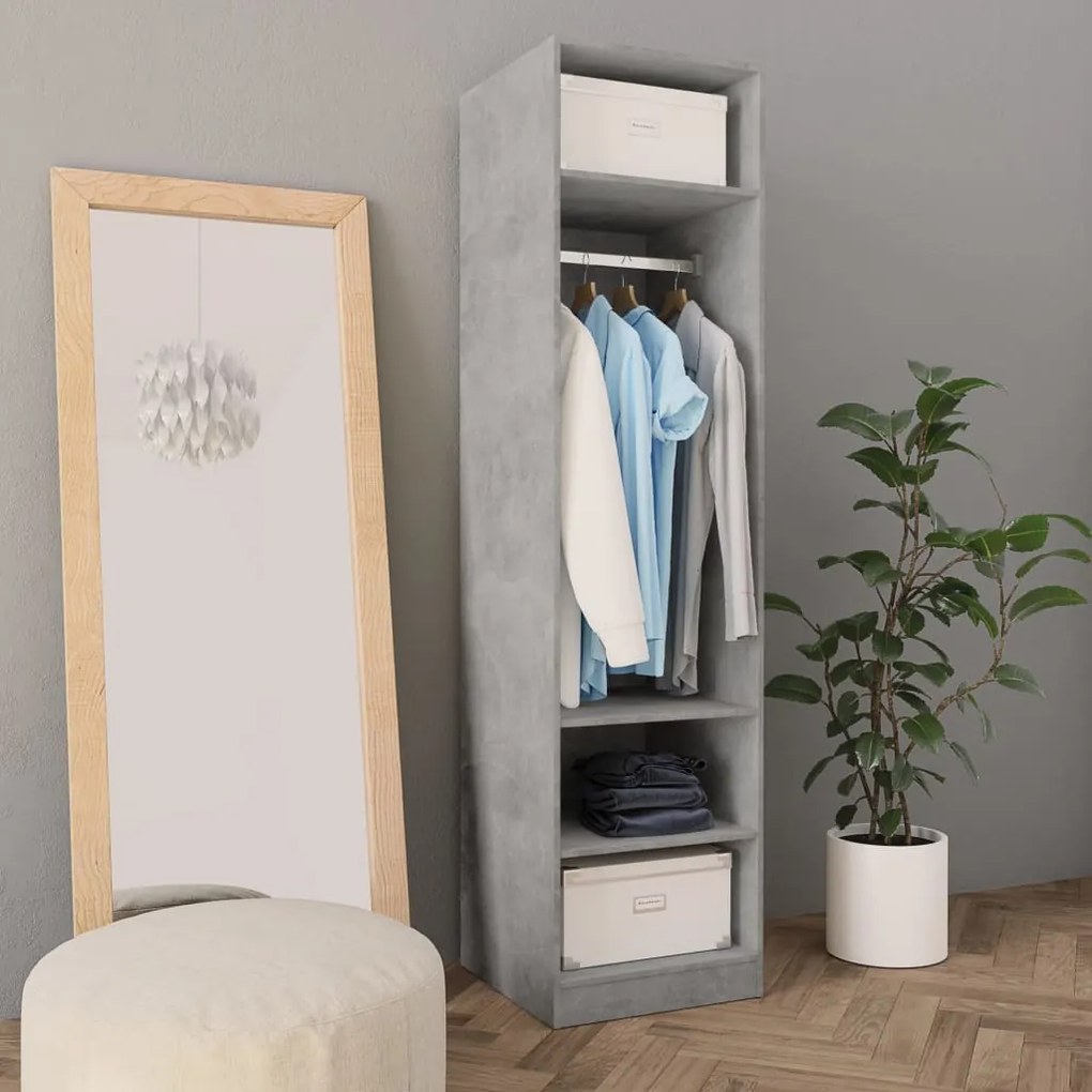 vidaXL Roupeiro 50x50x200 cm derivados de madeira cinzento cimento