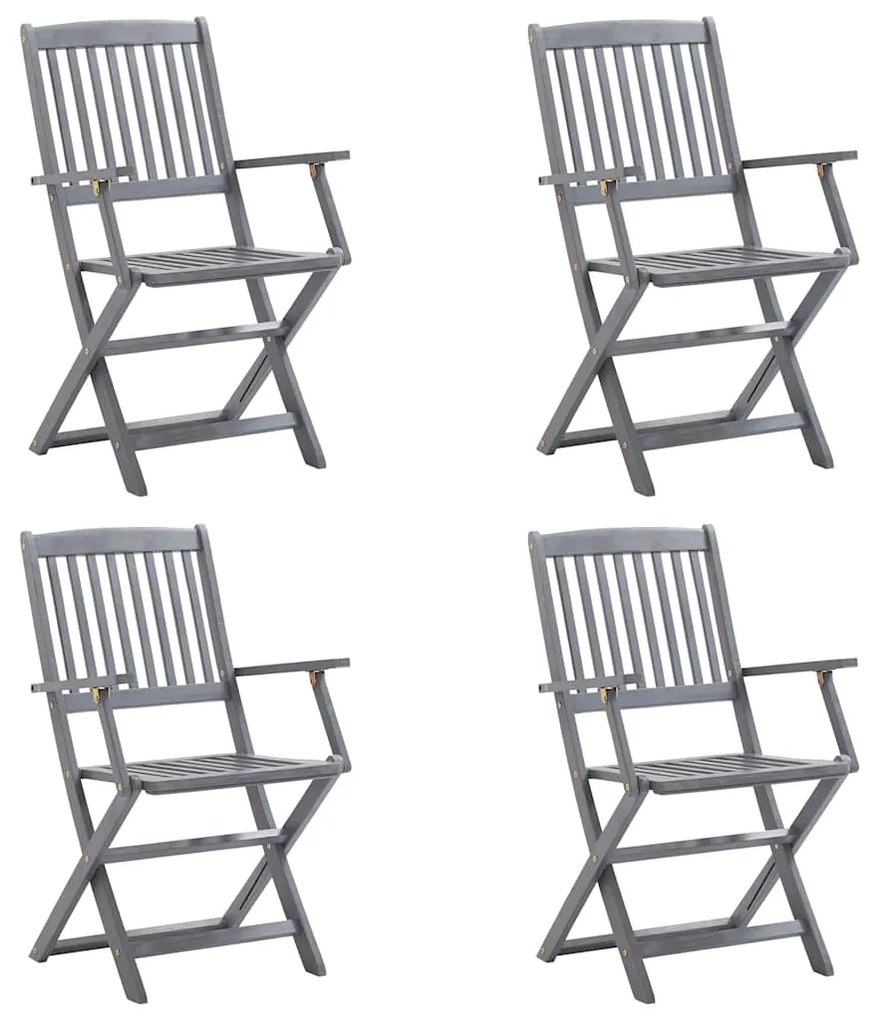 Cadeiras exterior dobráveis c/ almofadões 4 pcs acácia maciça