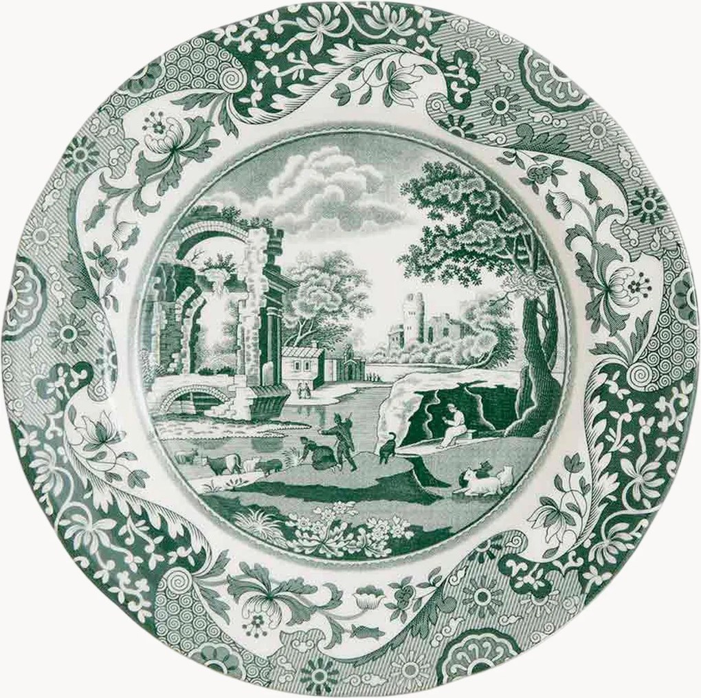 Pratos de sobremesa em grés Heritage Green Italian, conjunto de 4