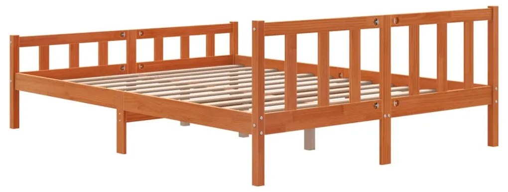 Cama sem colchão 150x200 cm madeira pinho maciça castanho-mel