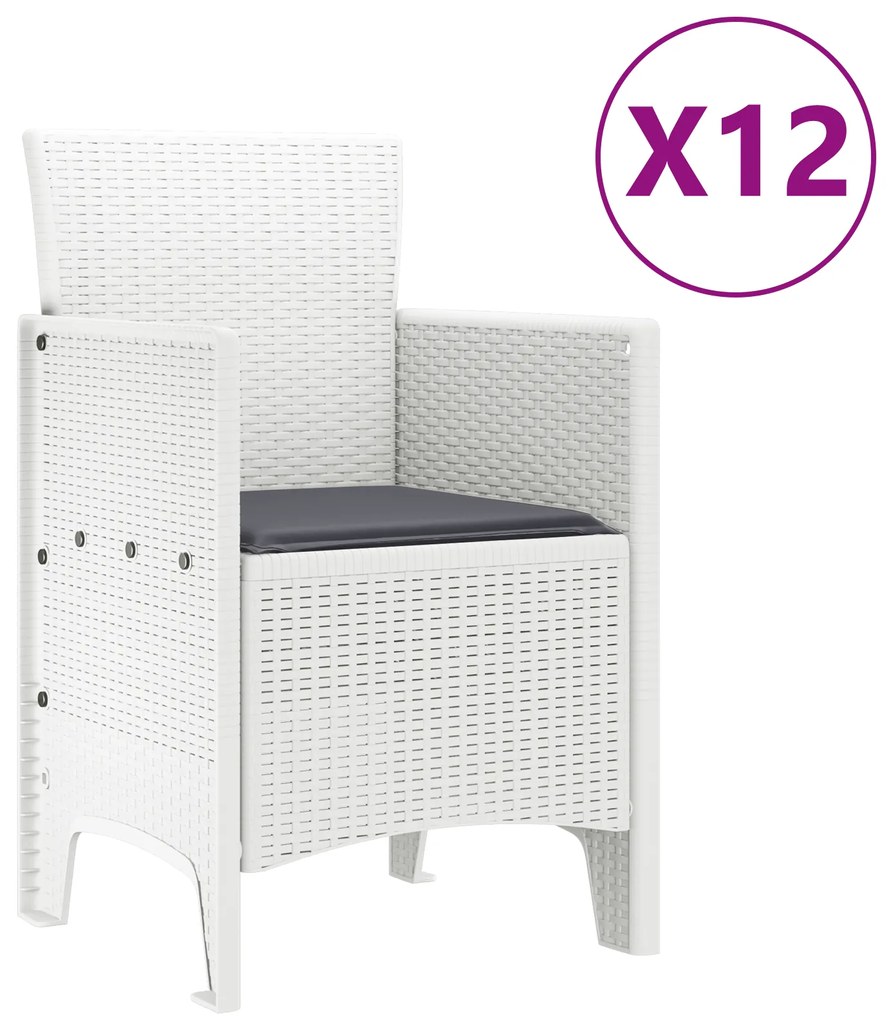 Conjunto de Jantar vidaXL de 13 Peças com Almofadas Branca em Vime Sin