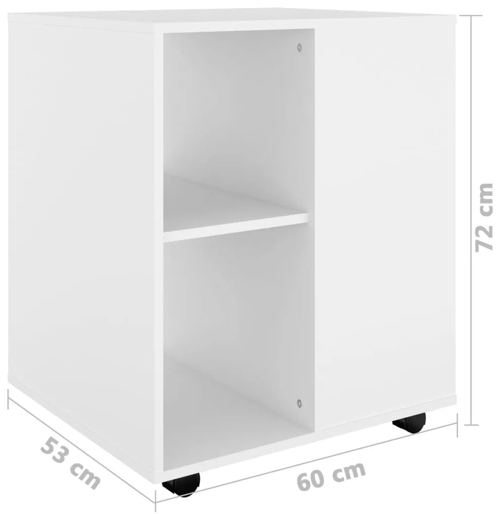Móvel com rodas 60x53x72 cm derivados de madeira branco