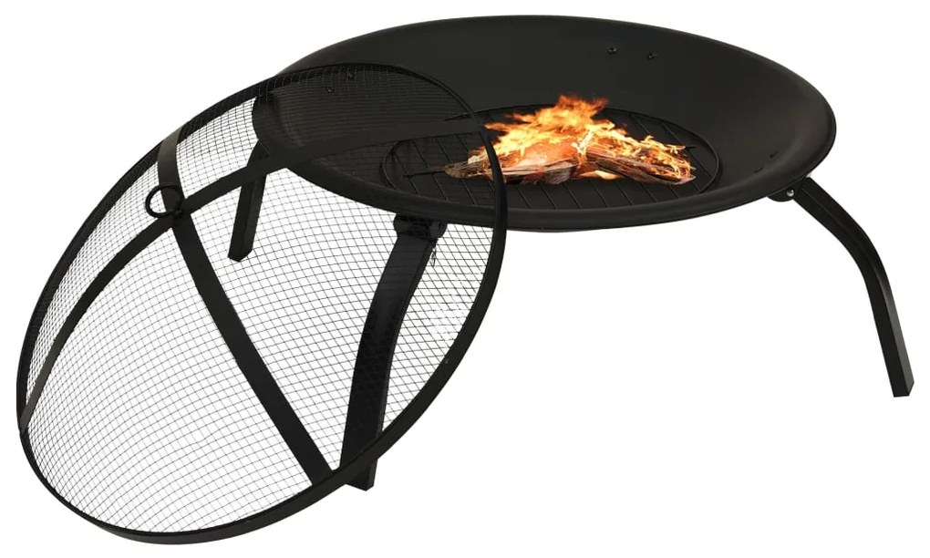 Braseira e barbecue 2-em-1 com atiçador 56x56x49 cm aço