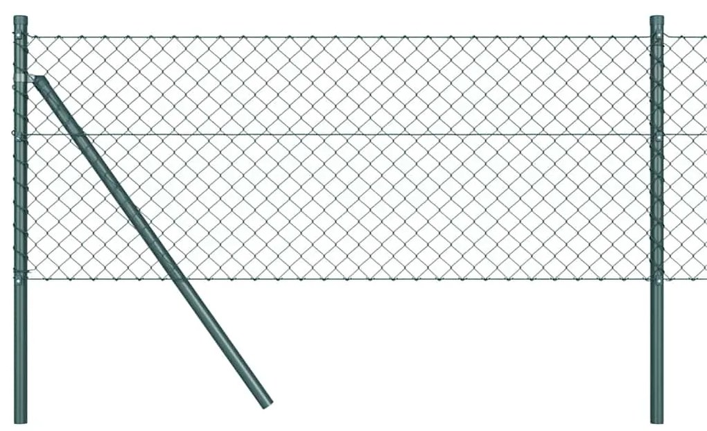 Conjunto de Postes de Cerca Verde 0.8 x 10 m Aço Galvanizado