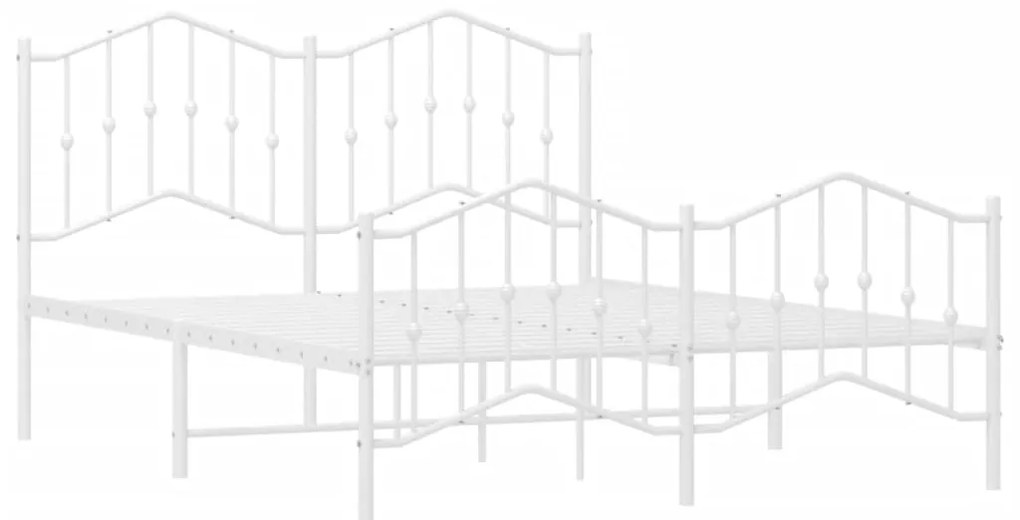 Estrutura de cama com cabeceira e pés 140x200 cm metal branco