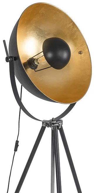 Candeeiro de pé preto com dourado 51 cm tripé ajustável - Magnax Industrial