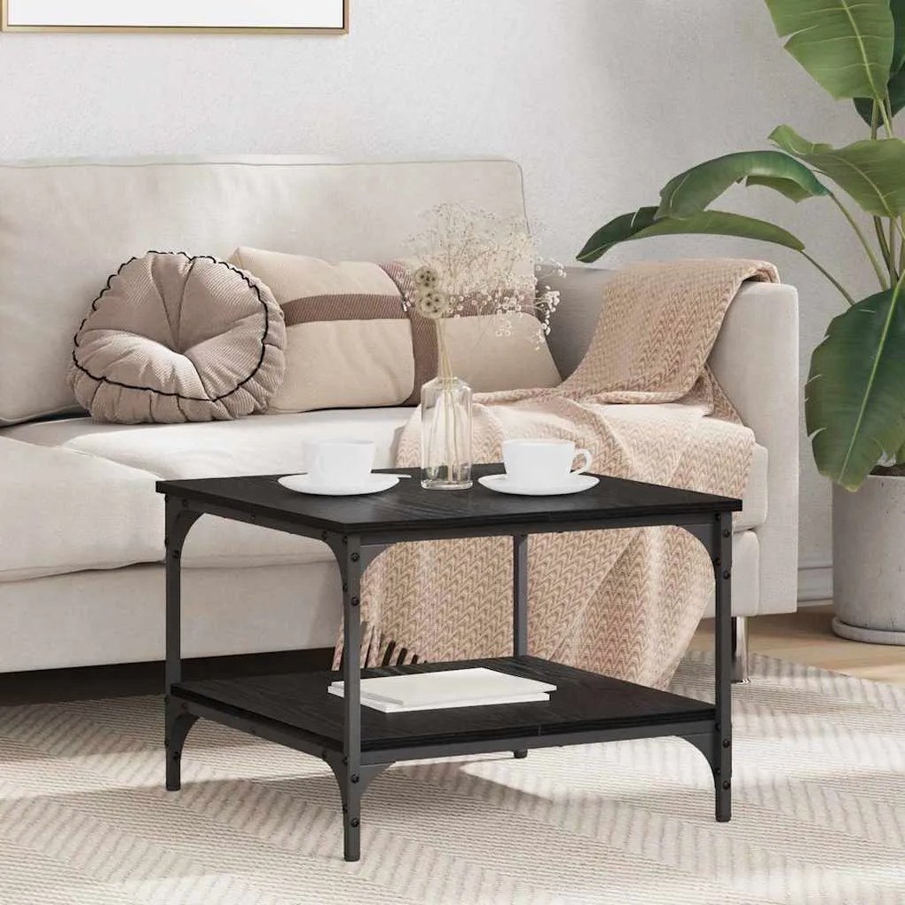 vidaXL Mesa de centro Carvalho Preto 55 x 55 x 40 cm