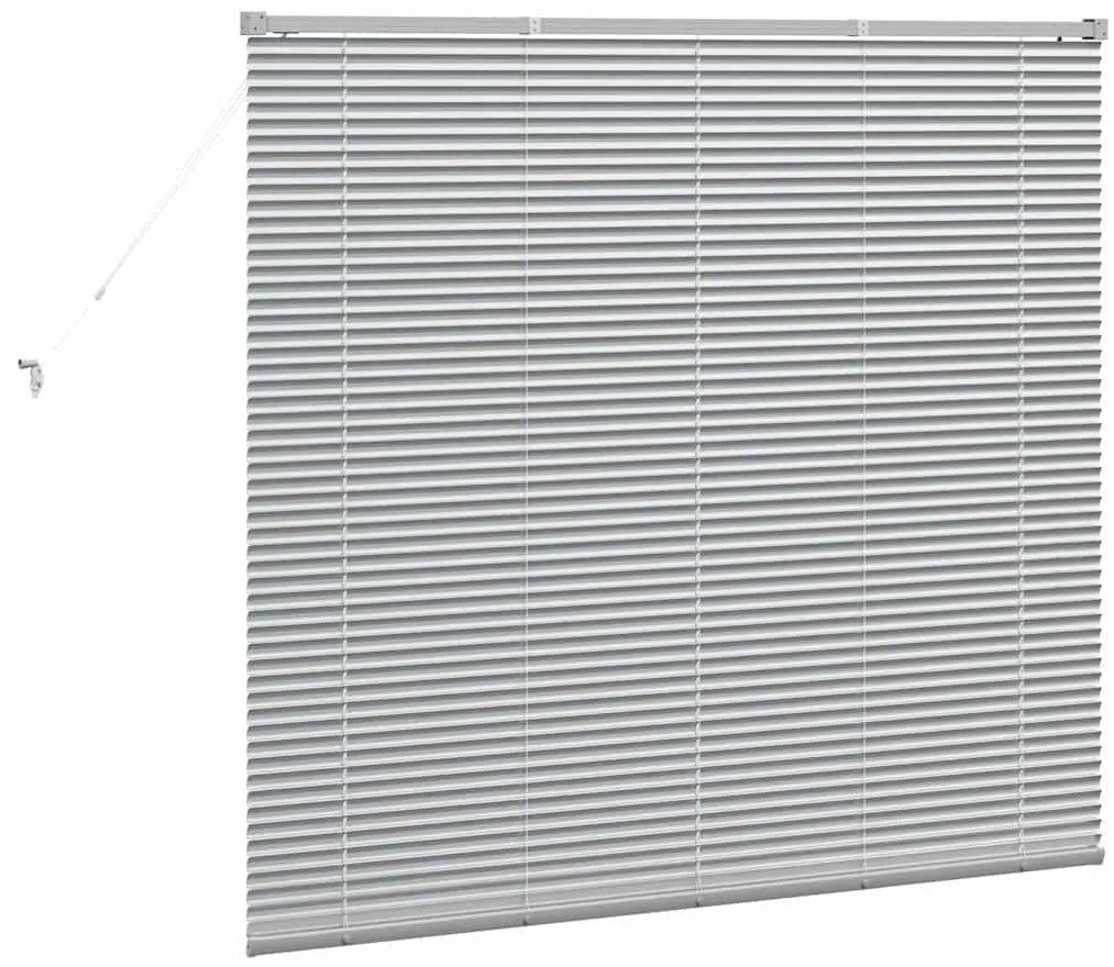 Persiana de Janela com cortinas Manual Prata 80 x 130 cm Alumínio