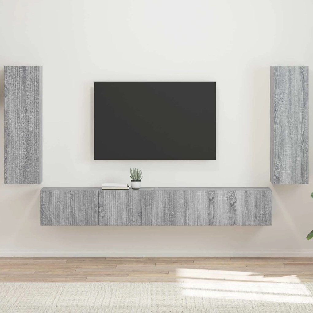 vidaXL Montado na parede 4 pcs Cinza Sonoma