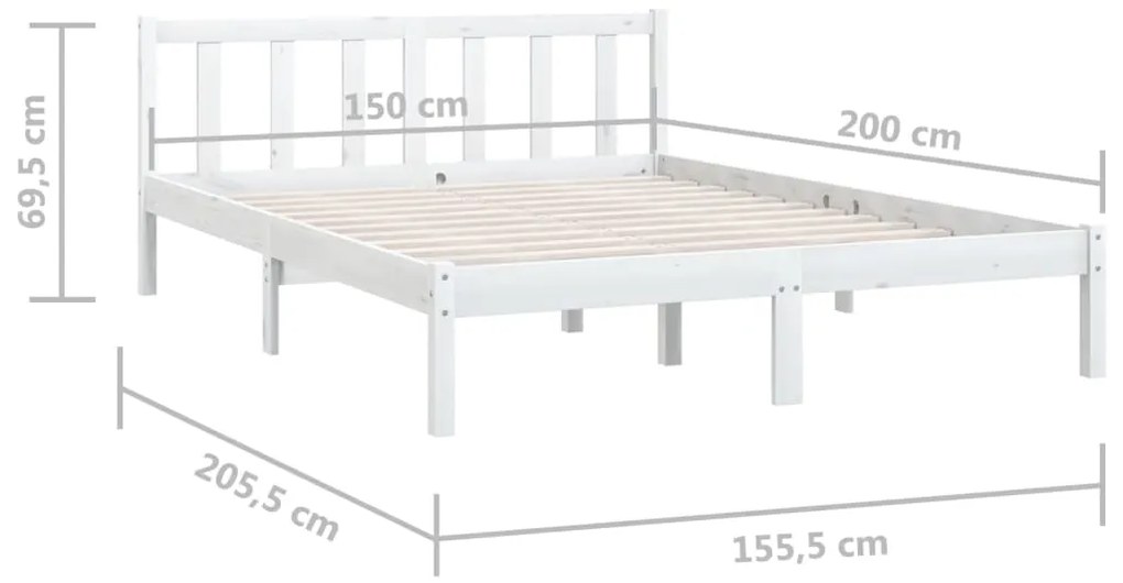 Estrutura de cama king 150x200 cm pinho maciço branco