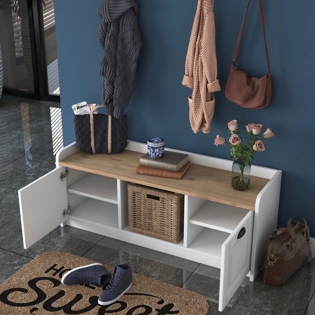 **** Hall Stand P2 – Branco Nogueira – 120x45x40 cm
**