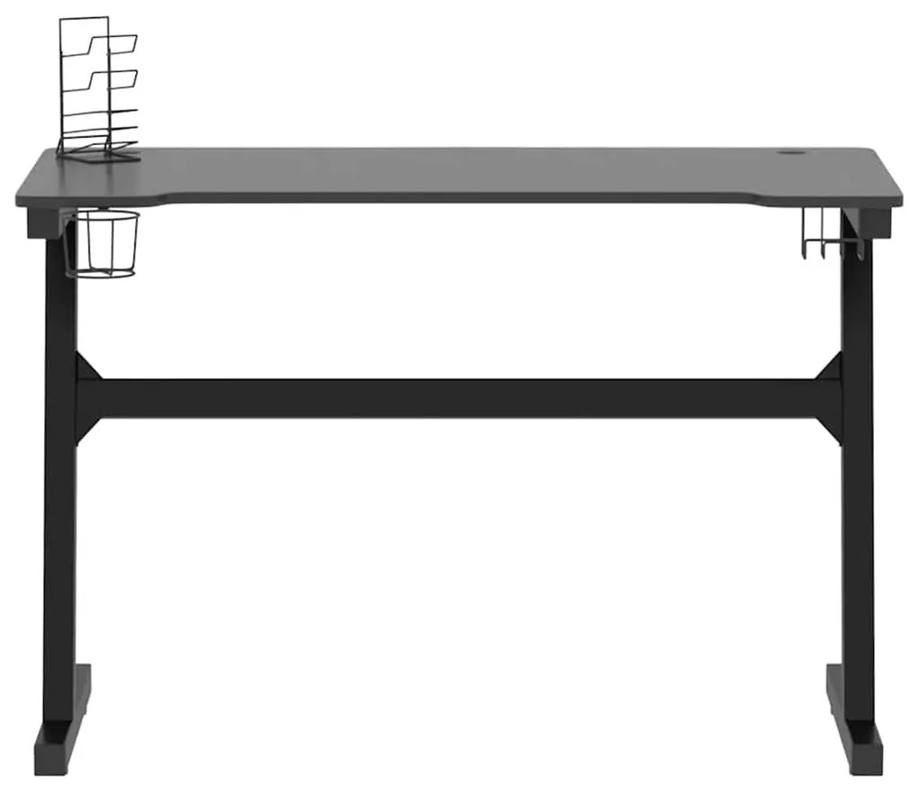 Secretária de gaming c/ luzes LED forma de Z 110x60x75 cm preto