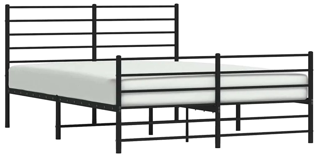Estrutura de cama com cabeceira e pés 150x200 cm metal preto