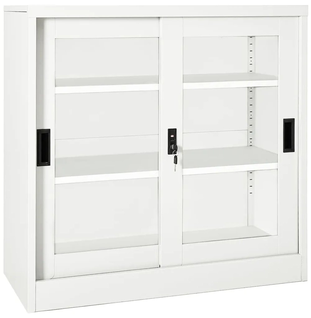 vidaXL Armário com porta deslizante aço 90x40x90 cm branco