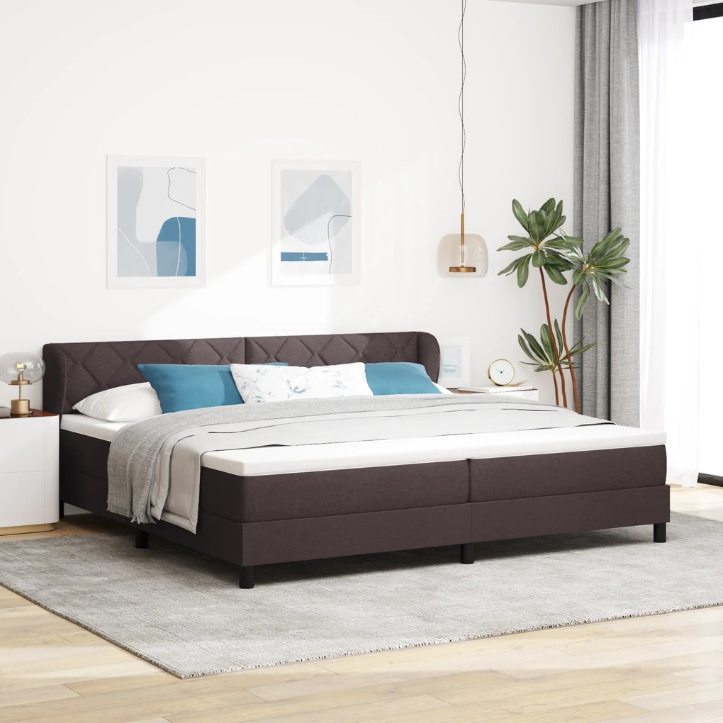 Cama Box com Colchão vidaXL Castanho 200x200 cm Tecido