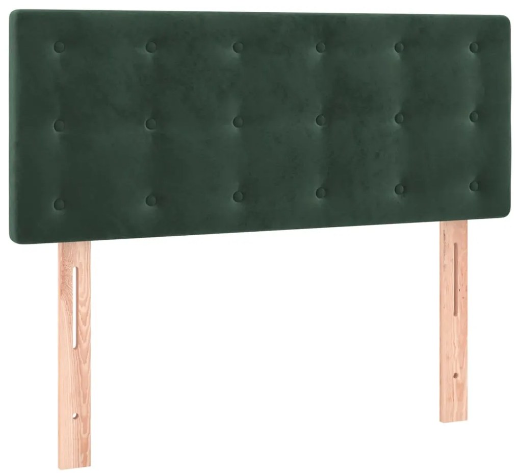 Cama box spring c/ colchão/LED 120x200 cm veludo verde-escuro