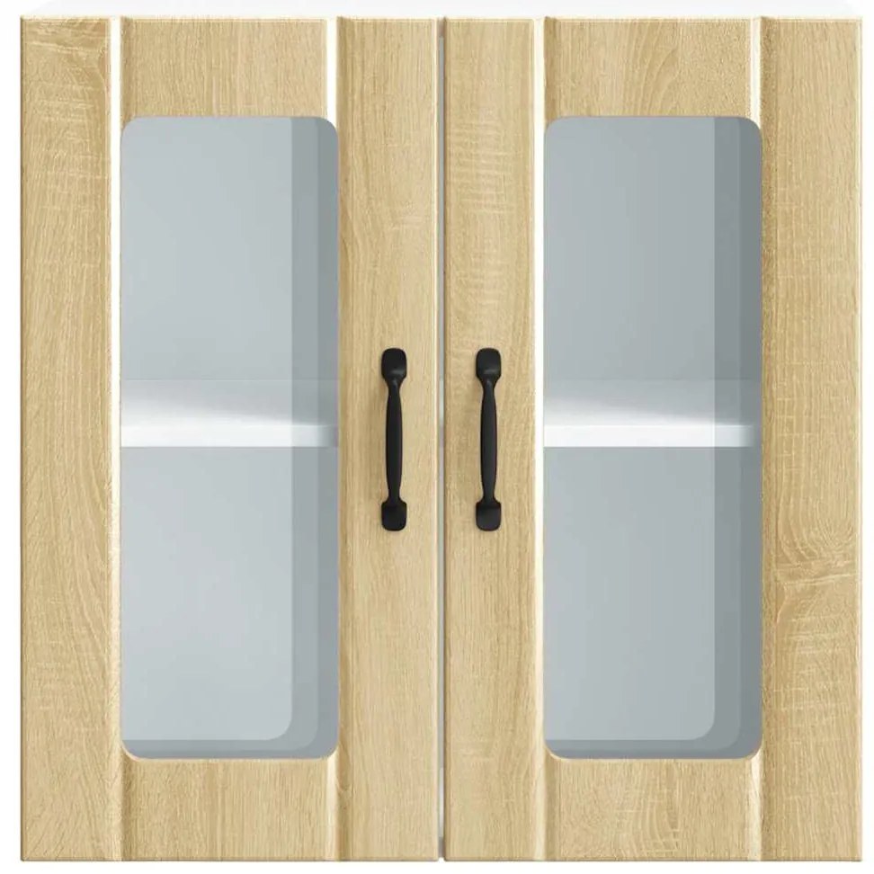 Armário de parede de cozinha porta vidro Lucca carvalho sonoma