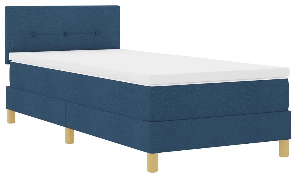 Cama Box Spring com Colchão Azul 90x200 cm Tecido