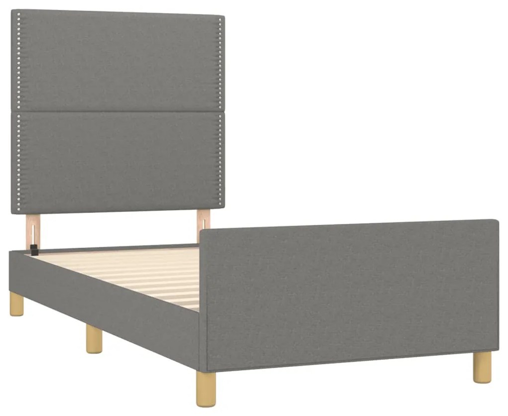 Estrutura de cama sem colchão 90x190 cm tecido cinzento-escuro