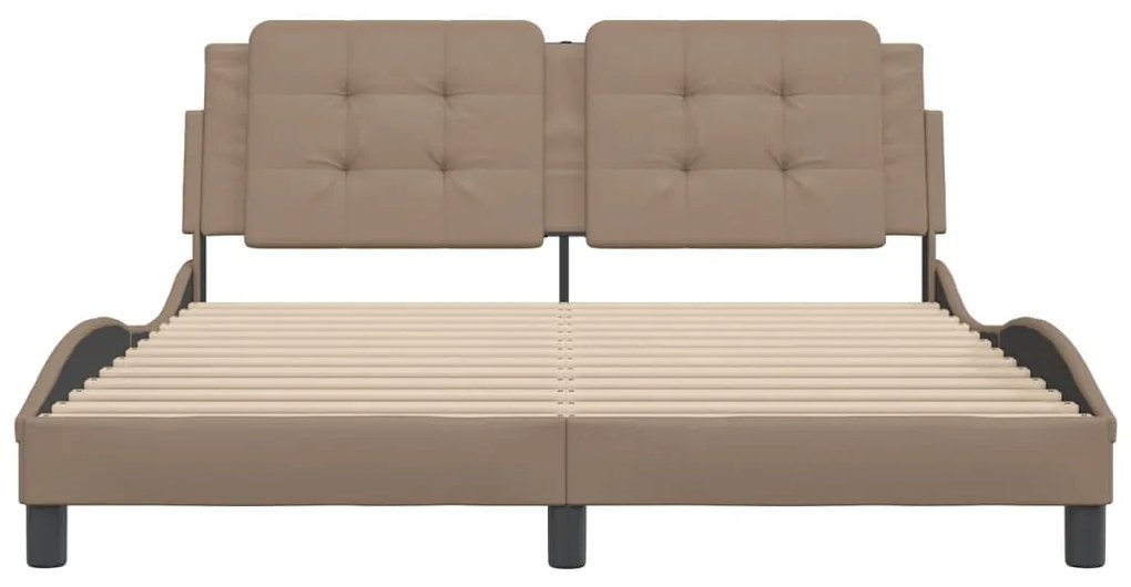 Estrutura cama cabeceira 160x200 cm couro artificial cappuccino