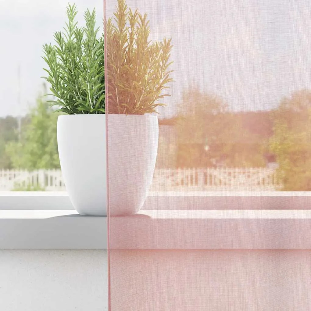 Cortinas de voile com ilhós 2 pcs rosa-claro 140x175 cm