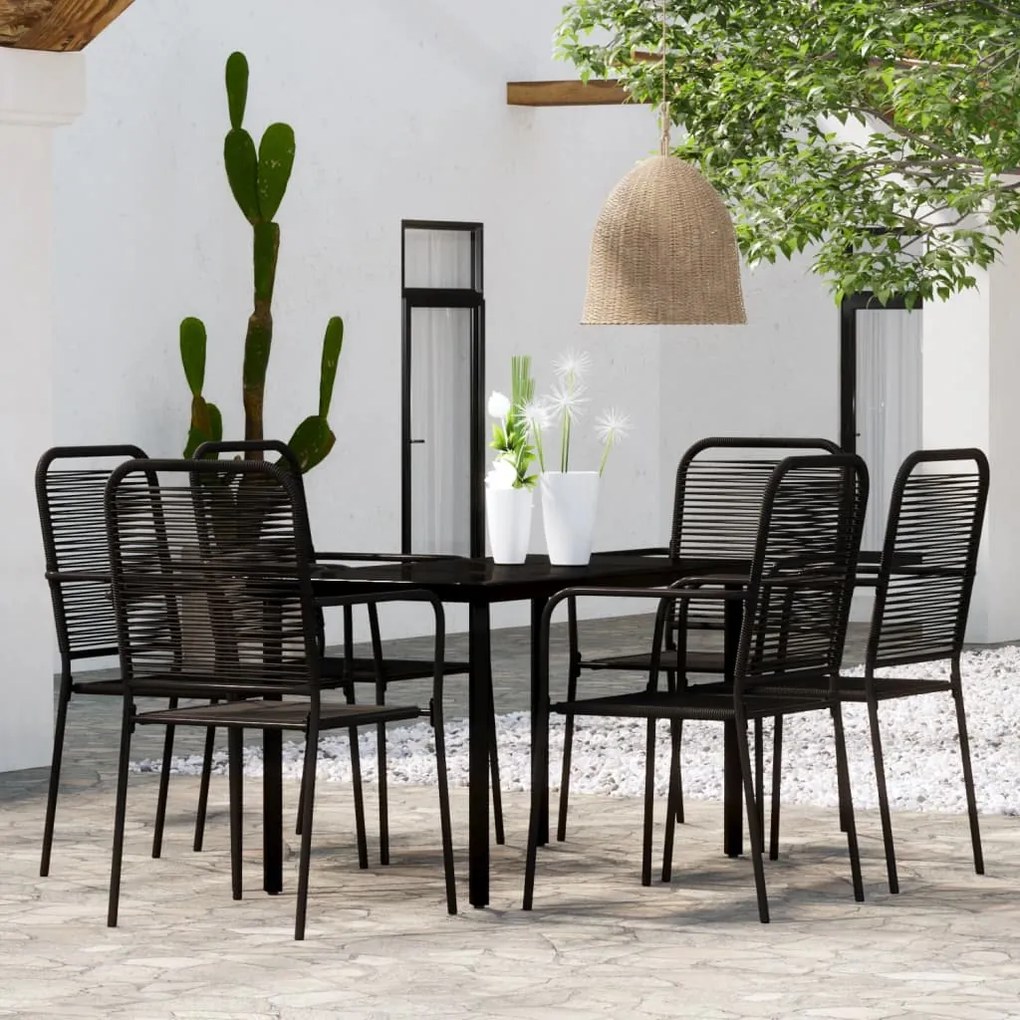 vidaXL 7 pcs conjunto de jantar para jardim preto