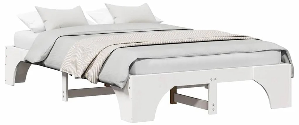 Cama Branca 140x190 cm em Madeira de Pinho Sólido
