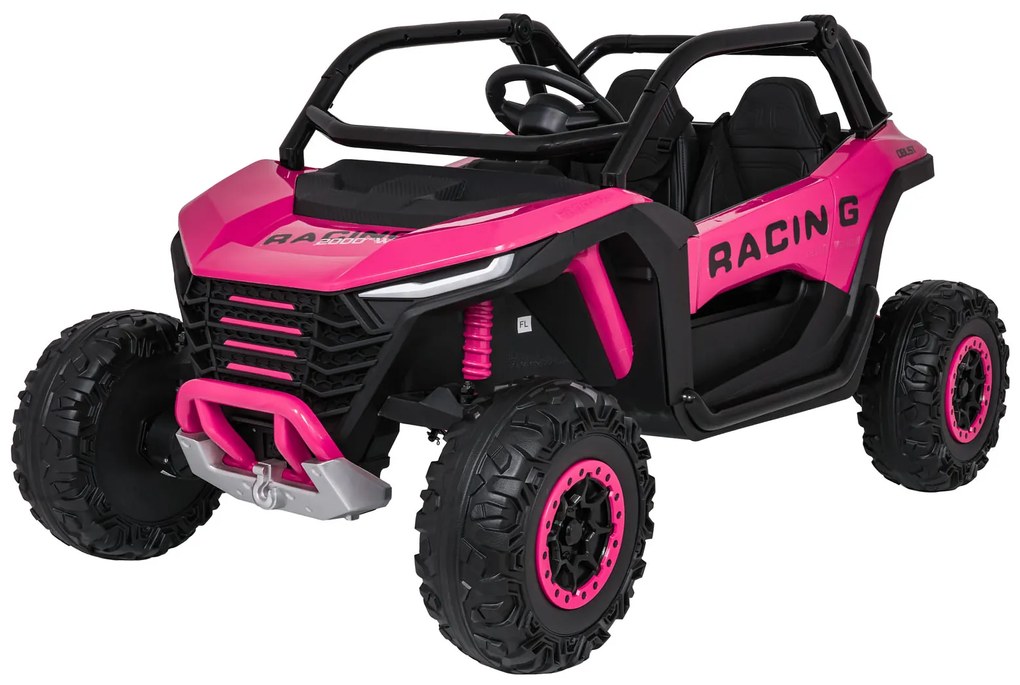 Carro elétrico para Crianças 4X4 2 Lugares 24V RACING Road 2000, Pneus	Espuma EVA, Assento couro ecológico Rosa