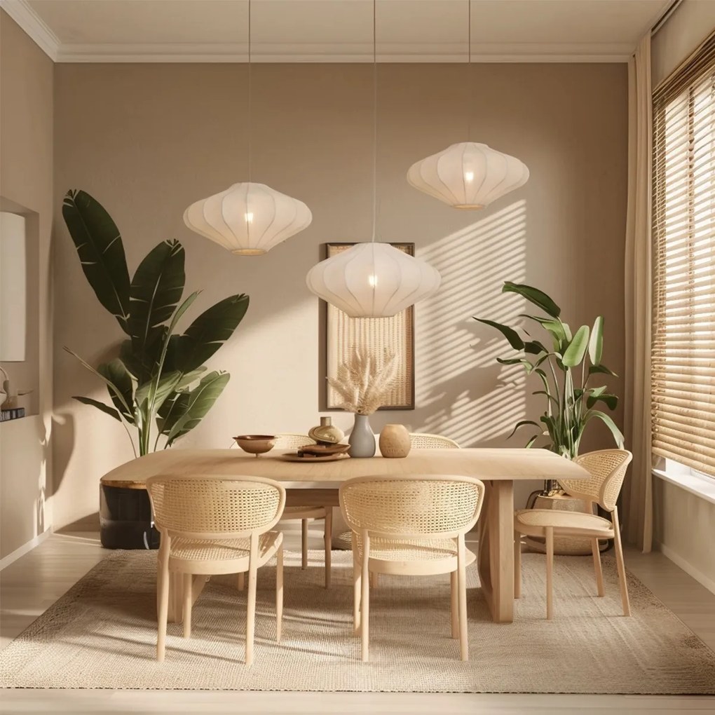 Candeeiro suspenso Japandi bege 50cm 3-luzes - Plu