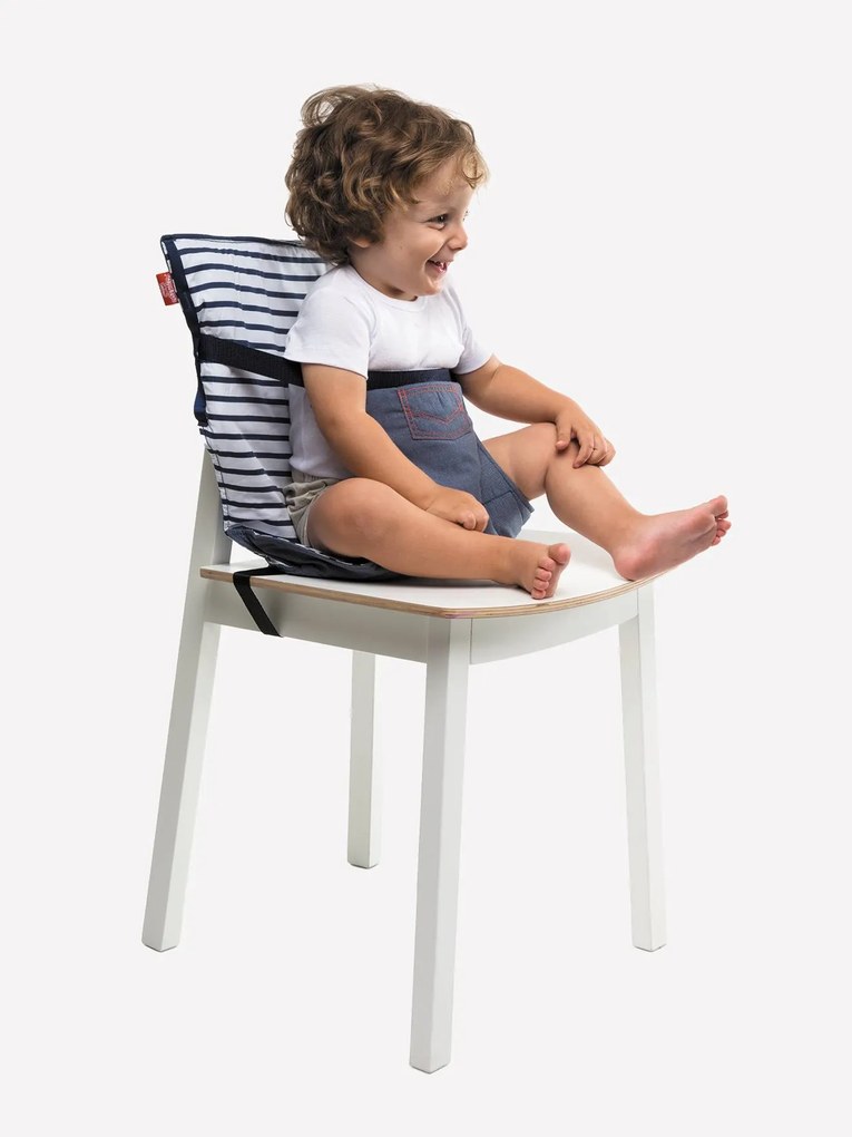 Assento elevatório BABYTOLOVE, cadeira nómada branco claro as riscas