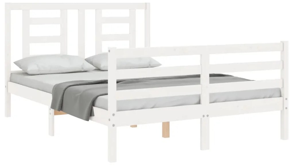 Estrutura de cama com cabeceira 120x200cm madeira maciça branco