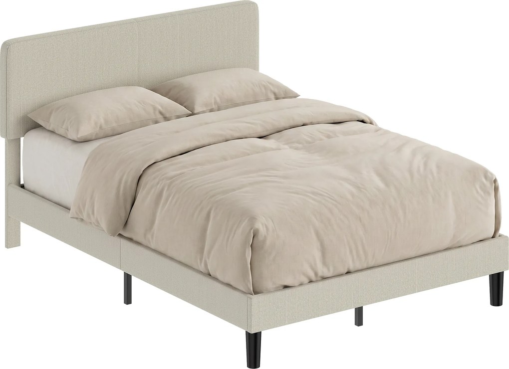 Estrutura de Cama de Casal (COLCHÃO NÃO INCLUIDO), 194 x 147 x 107 cm, Cabeceira Ajustável, Cinzento-Claro
