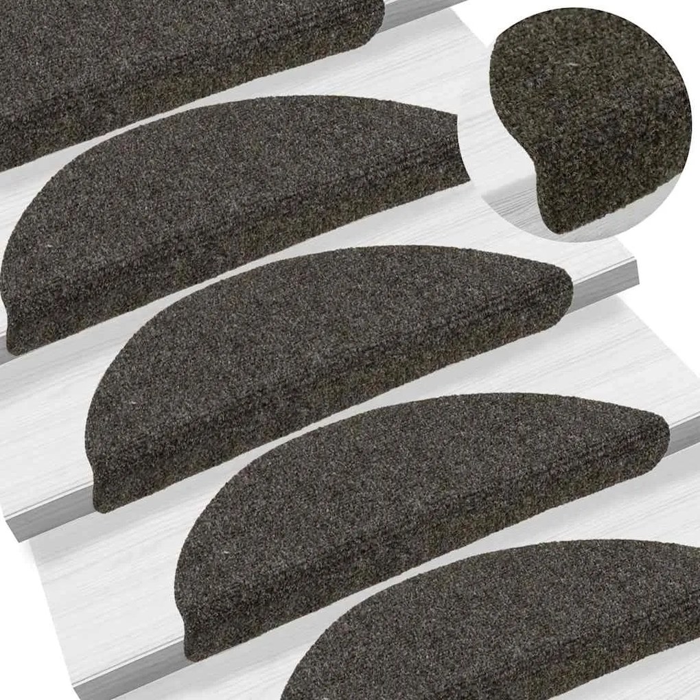 Tapetes escada autoadesivos 5 pcs 56x17x3 cm antracite