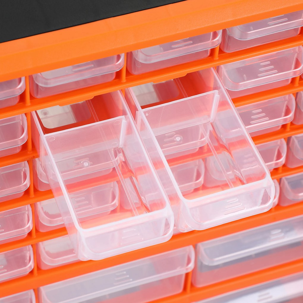 Organizador com 78 compartimentos para pequenas peças 47,5 x 38 x 16 cm Laranja + Cinzento
