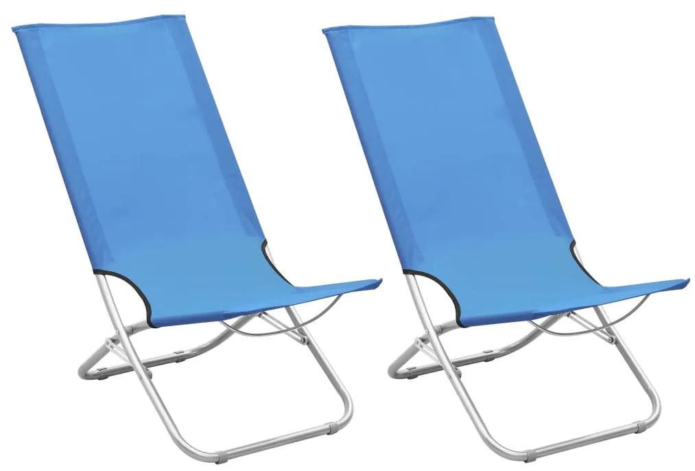 310374 vidaXL Cadeiras de praia dobráveis 2 pcs tecido azul
