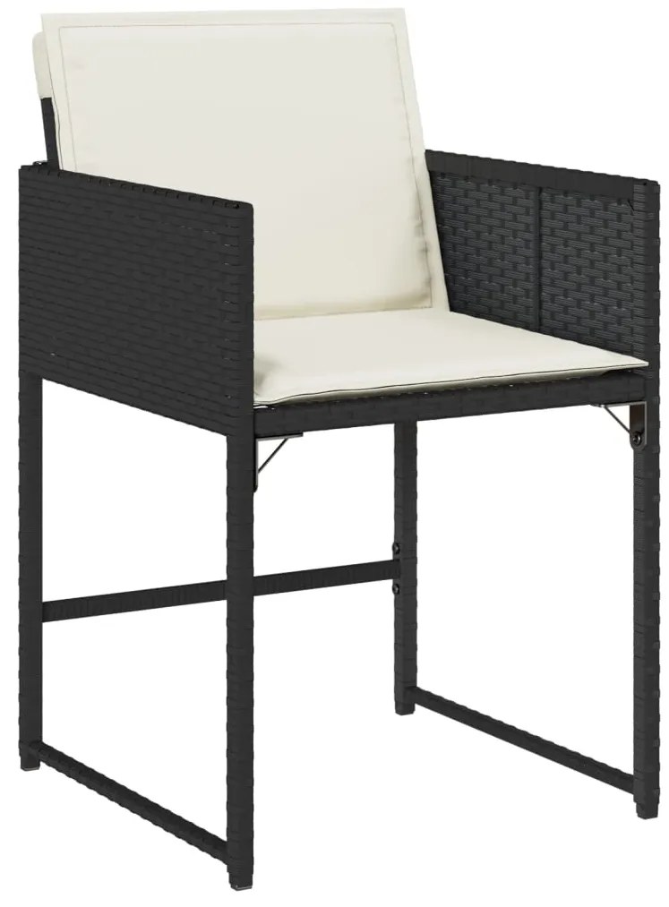 17 pcs conjunto de jantar p/ jardim c/ almofadões vime PE preto