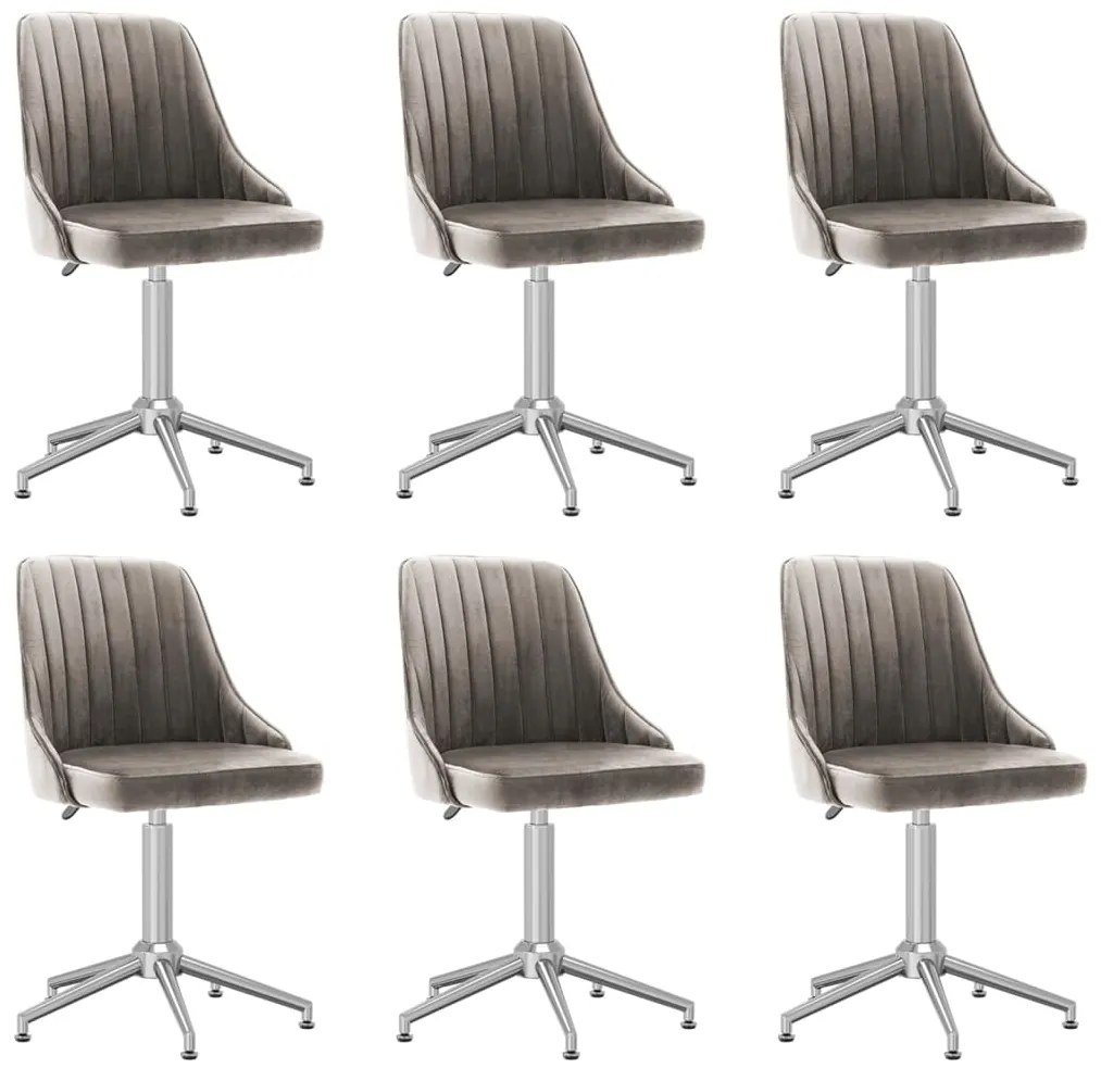 vidaXL Cadeiras de jantar giratórias 6 pcs veludo cinzento-claro