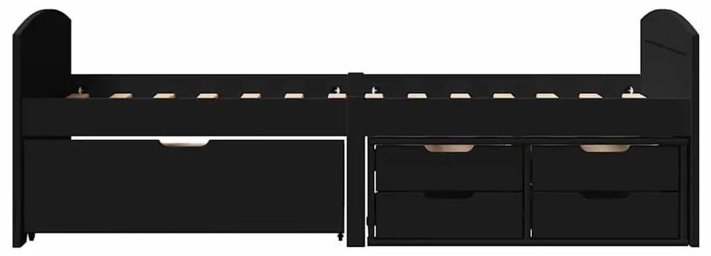 Sofá-cama com 5 gavetas sem colchão 90x200 cm IRUN preto