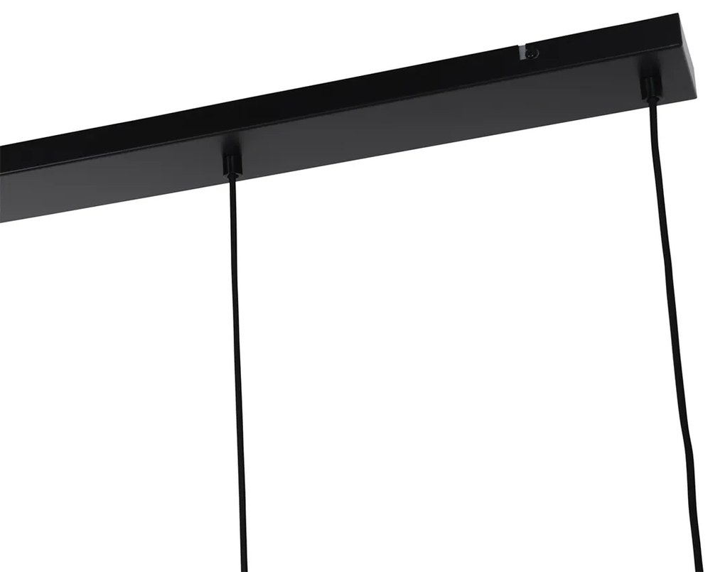 Candeeiro suspenso Art Déco preto com vidro fumê 4 luzes - Laura Art Deco