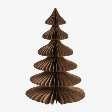 Pack De 3 Árvores De Natal Em Papel Navira Castanho Caramelo Com Borda Dourada & ↑45 Cm - Sklum