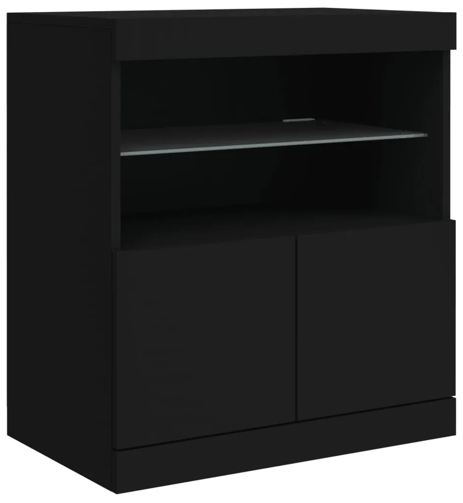 Aparador com luzes LED 60x37x67 cm preto